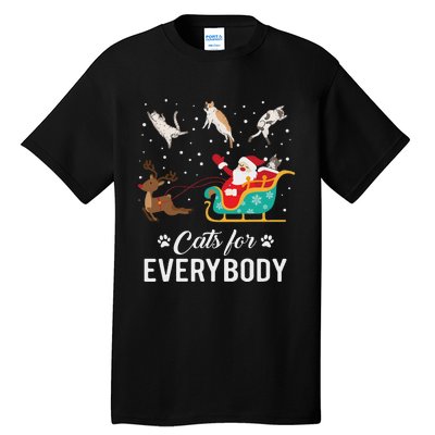 Cats For Everybody Christmas Cat Funny Xmas Santa Women Tall T-Shirt