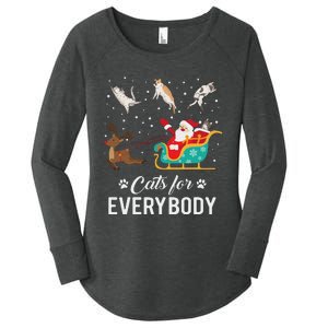 Cats For Everybody Christmas Cat Funny Xmas Santa Women Women's Perfect Tri Tunic Long Sleeve Shirt