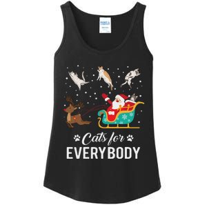 Cats For Everybody Christmas Cat Funny Xmas Santa Women Ladies Essential Tank