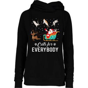 Cats For Everybody Christmas Cat Funny Xmas Santa Women Womens Funnel Neck Pullover Hood