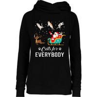 Cats For Everybody Christmas Cat Funny Xmas Santa Women Womens Funnel Neck Pullover Hood