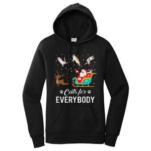 Cats For Everybody Christmas Cat Funny Xmas Santa Women Women's Pullover Hoodie