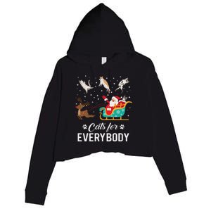 Cats For Everybody Christmas Cat Funny Xmas Santa Women Crop Fleece Hoodie