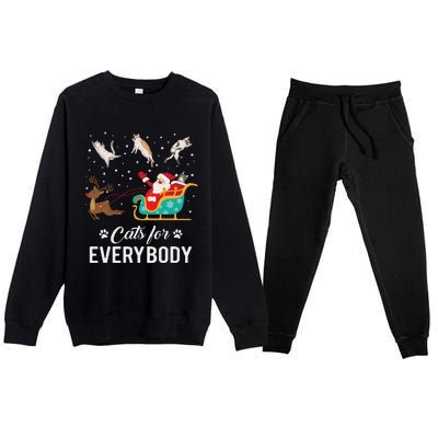 Cats For Everybody Christmas Cat Funny Xmas Santa Women Premium Crewneck Sweatsuit Set