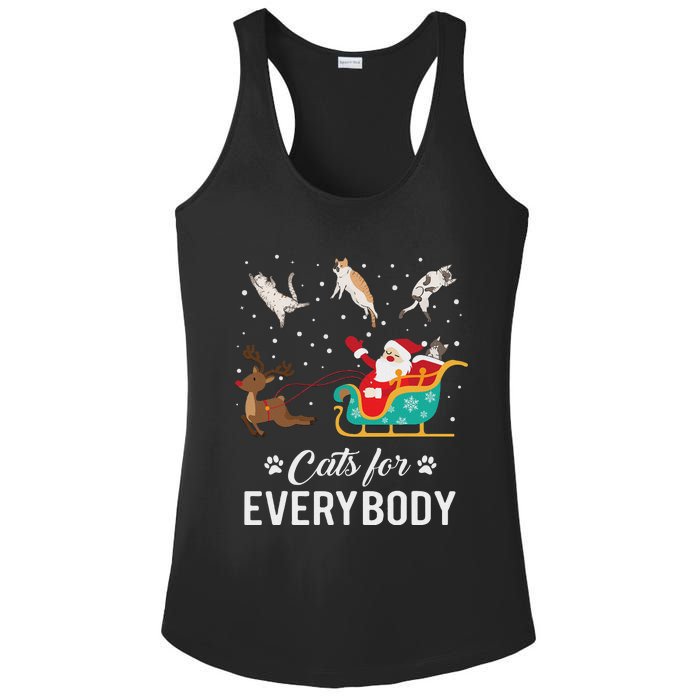 Cats For Everybody Christmas Cat Funny Xmas Santa Women Ladies PosiCharge Competitor Racerback Tank