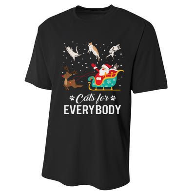 Cats For Everybody Christmas Cat Funny Xmas Santa Women Performance Sprint T-Shirt