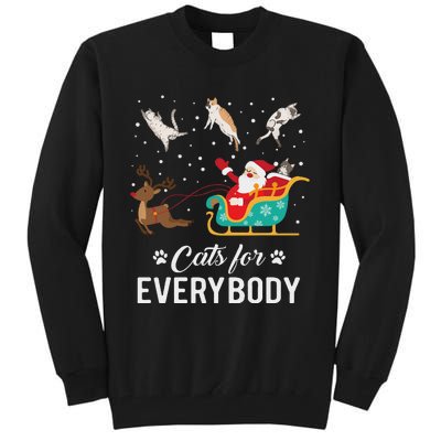 Cats For Everybody Christmas Cat Funny Xmas Santa Women Tall Sweatshirt