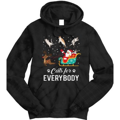 Cats For Everybody Christmas Cat Funny Xmas Santa Women Tie Dye Hoodie