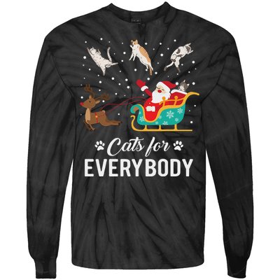 Cats For Everybody Christmas Cat Funny Xmas Santa Women Tie-Dye Long Sleeve Shirt