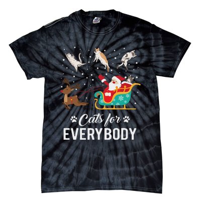 Cats For Everybody Christmas Cat Funny Xmas Santa Women Tie-Dye T-Shirt