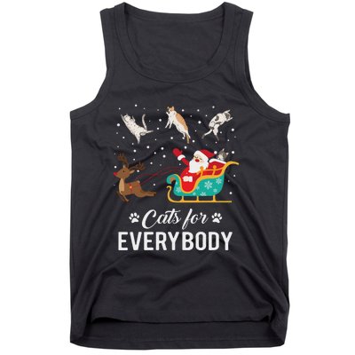 Cats For Everybody Christmas Cat Funny Xmas Santa Women Tank Top