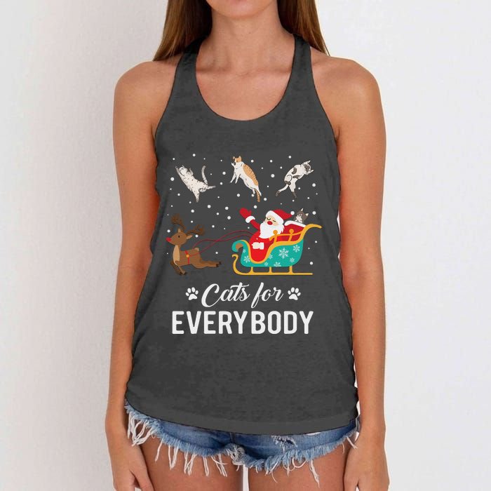 Cats For Everybody Christmas Cat Funny Xmas Santa Women Women's Knotted Racerback Tank