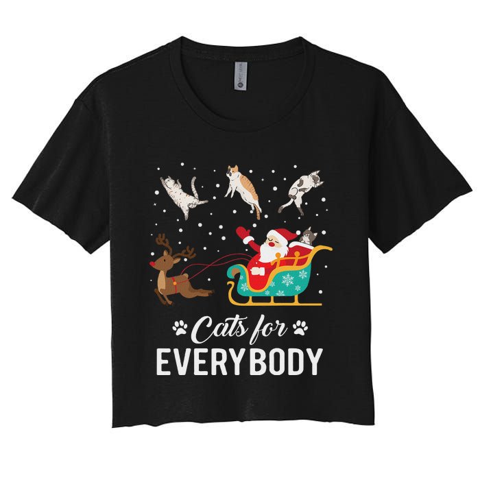 Cats For Everybody Christmas Cat Funny Xmas Santa Women Women's Crop Top Tee