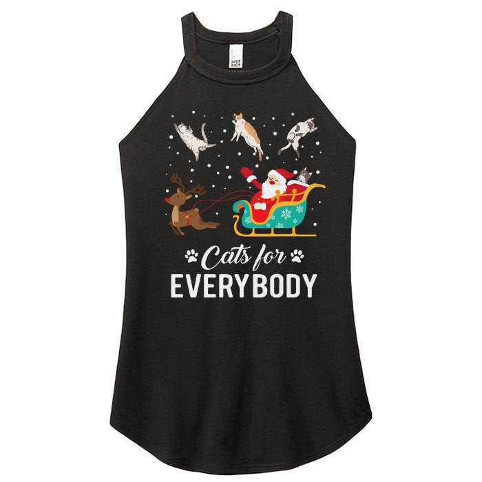 Cats For Everybody Christmas Cat Funny Xmas Santa Women Women's Perfect Tri Rocker Tank