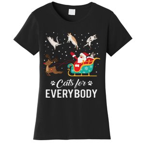 Cats For Everybody Christmas Cat Funny Xmas Santa Women Women's T-Shirt