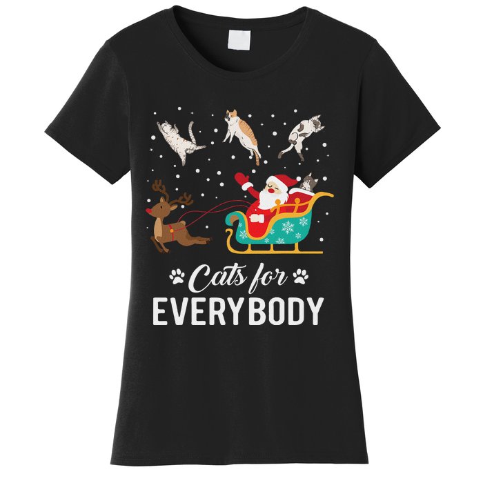 Cats For Everybody Christmas Cat Funny Xmas Santa Women Women's T-Shirt