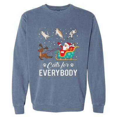 Cats For Everybody Christmas Cat Funny Xmas Santa Women Garment-Dyed Sweatshirt