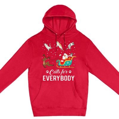 Cats For Everybody Christmas Cat Funny Xmas Santa Women Premium Pullover Hoodie