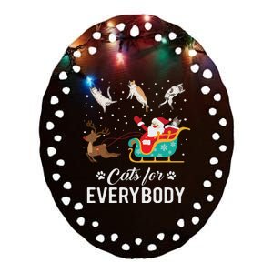 Cats For Everybody Christmas Cat Funny Xmas Santa Women Ceramic Oval Ornament