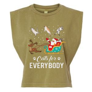 Cats For Everybody Christmas Cat Funny Xmas Santa Women Garment-Dyed Women's Muscle Tee