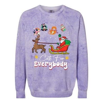 Cats For Everybody Christmas Cat Funny Christmas Santa Great Gift Colorblast Crewneck Sweatshirt