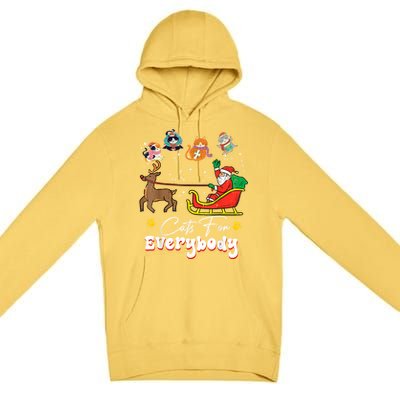 Cats For Everybody Christmas Cat Funny Christmas Santa Great Gift Premium Pullover Hoodie