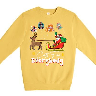 Cats For Everybody Christmas Cat Funny Christmas Santa Great Gift Premium Crewneck Sweatshirt