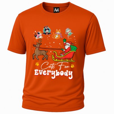 Cats For Everybody Christmas Cat Funny Christmas Santa Great Gift Cooling Performance Crew T-Shirt