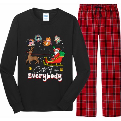 Cats For Everybody Christmas Cat Funny Christmas Santa Great Gift Long Sleeve Pajama Set