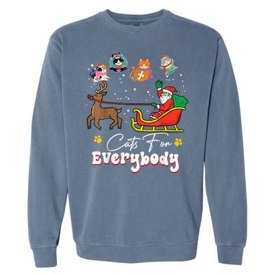 Cats For Everybody Christmas Cat Funny Christmas Santa Great Gift Garment-Dyed Sweatshirt