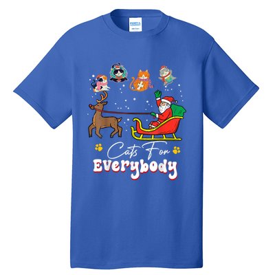 Cats For Everybody Christmas Cat Funny Christmas Santa Great Gift Tall T-Shirt