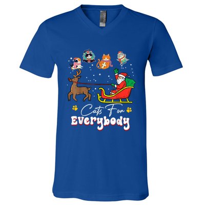 Cats For Everybody Christmas Cat Funny Christmas Santa Great Gift V-Neck T-Shirt