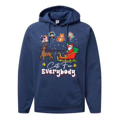 Cats For Everybody Christmas Cat Funny Christmas Santa Great Gift Performance Fleece Hoodie