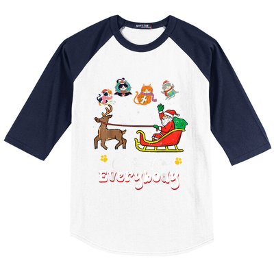 Cats For Everybody Christmas Cat Funny Christmas Santa Great Gift Baseball Sleeve Shirt