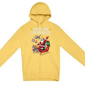 Cats For Everybody Christmas Cat Funny Santa Gift Premium Pullover Hoodie