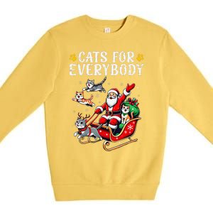 Cats For Everybody Christmas Cat Funny Santa Gift Premium Crewneck Sweatshirt