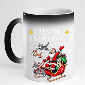 Cats For Everybody Christmas Cat Funny Santa Gift 11oz Black Color Changing Mug