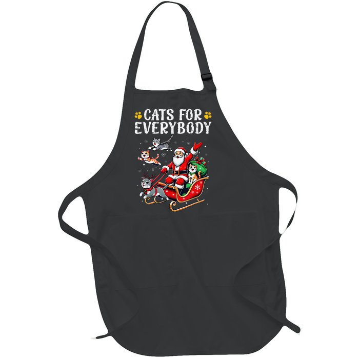 Cats For Everybody Christmas Cat Funny Santa Gift Full-Length Apron With Pockets