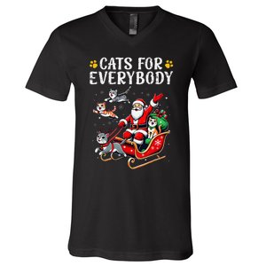 Cats For Everybody Christmas Cat Funny Santa Gift V-Neck T-Shirt