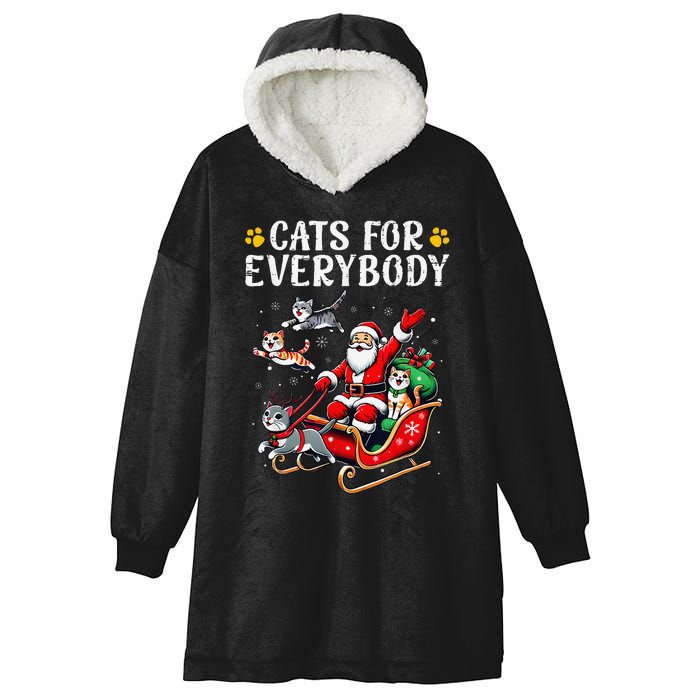 Cats For Everybody Christmas Cat Funny Santa Gift Hooded Wearable Blanket