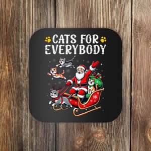 Cats For Everybody Christmas Cat Funny Santa Gift Coaster