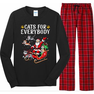 Cats For Everybody Christmas Cat Funny Santa Gift Long Sleeve Pajama Set