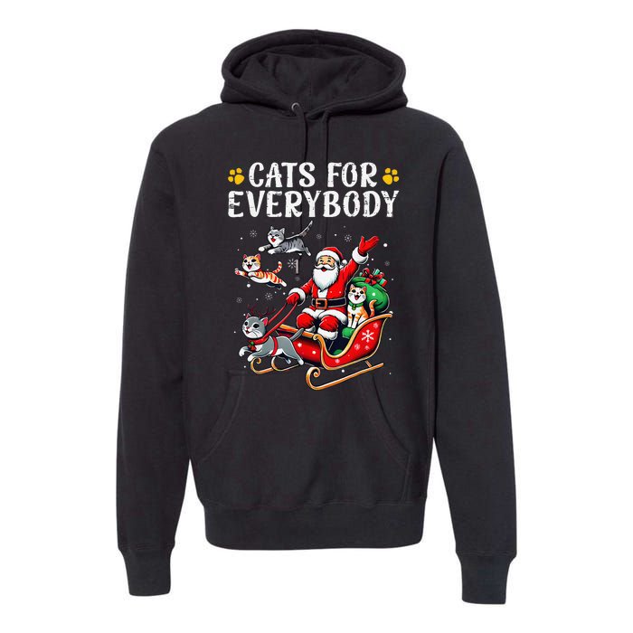 Cats For Everybody Christmas Cat Funny Santa Gift Premium Hoodie