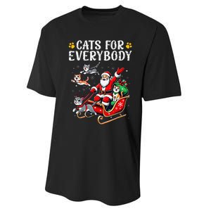 Cats For Everybody Christmas Cat Funny Santa Gift Performance Sprint T-Shirt