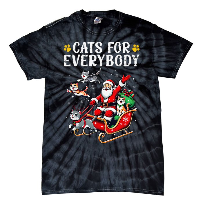 Cats For Everybody Christmas Cat Funny Santa Gift Tie-Dye T-Shirt