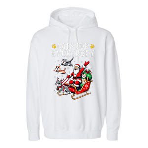 Cats For Everybody Christmas Cat Funny Santa Gift Garment-Dyed Fleece Hoodie