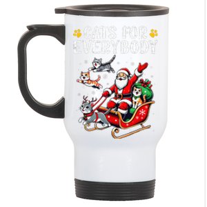 Cats For Everybody Christmas Cat Funny Santa Gift Stainless Steel Travel Mug