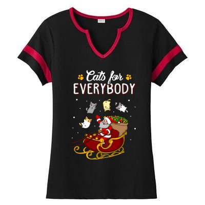 Cats For Everybody Cat Christmas Ugly Christmas Gift Ladies Halftime Notch Neck Tee