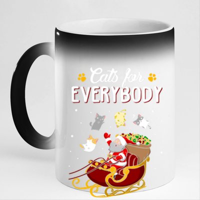 Cats For Everybody Cat Christmas Ugly Christmas Gift 11oz Black Color Changing Mug