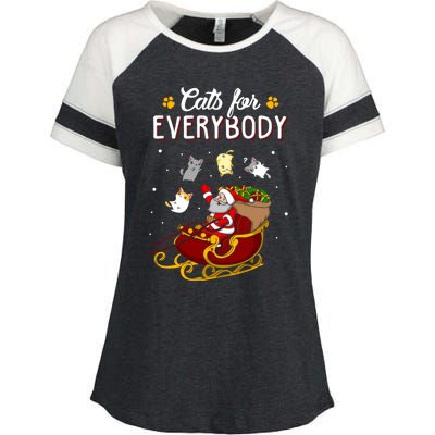 Cats For Everybody Cat Christmas Ugly Christmas Gift Enza Ladies Jersey Colorblock Tee